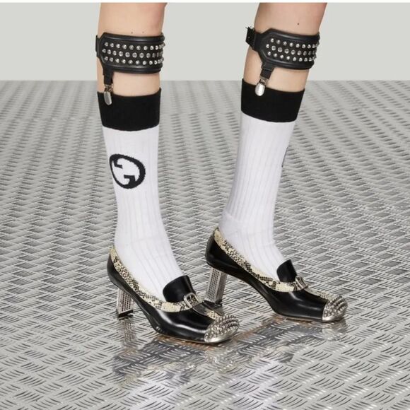 Gucci Spice Lux Python Avana Black and Silver Spiked Metal Heel Pumps EU 39 US9 - Picture 14 of 14